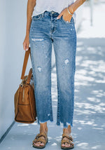 Plain Straight Wash Casual Loose Jeans