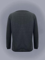 Gray Crew Neck Long Sleeve Comfy Button Down Knit Sweater