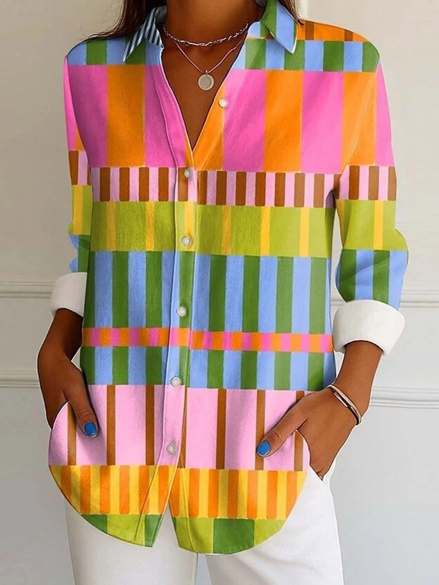 Fashion Lapel Long Sleeve Tops