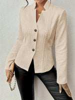 Vintage Plain Embossed Long Sleeve Elegant Coat