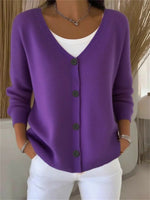 Plain Long Sleeve Buttons Comfy Casual Cardigan