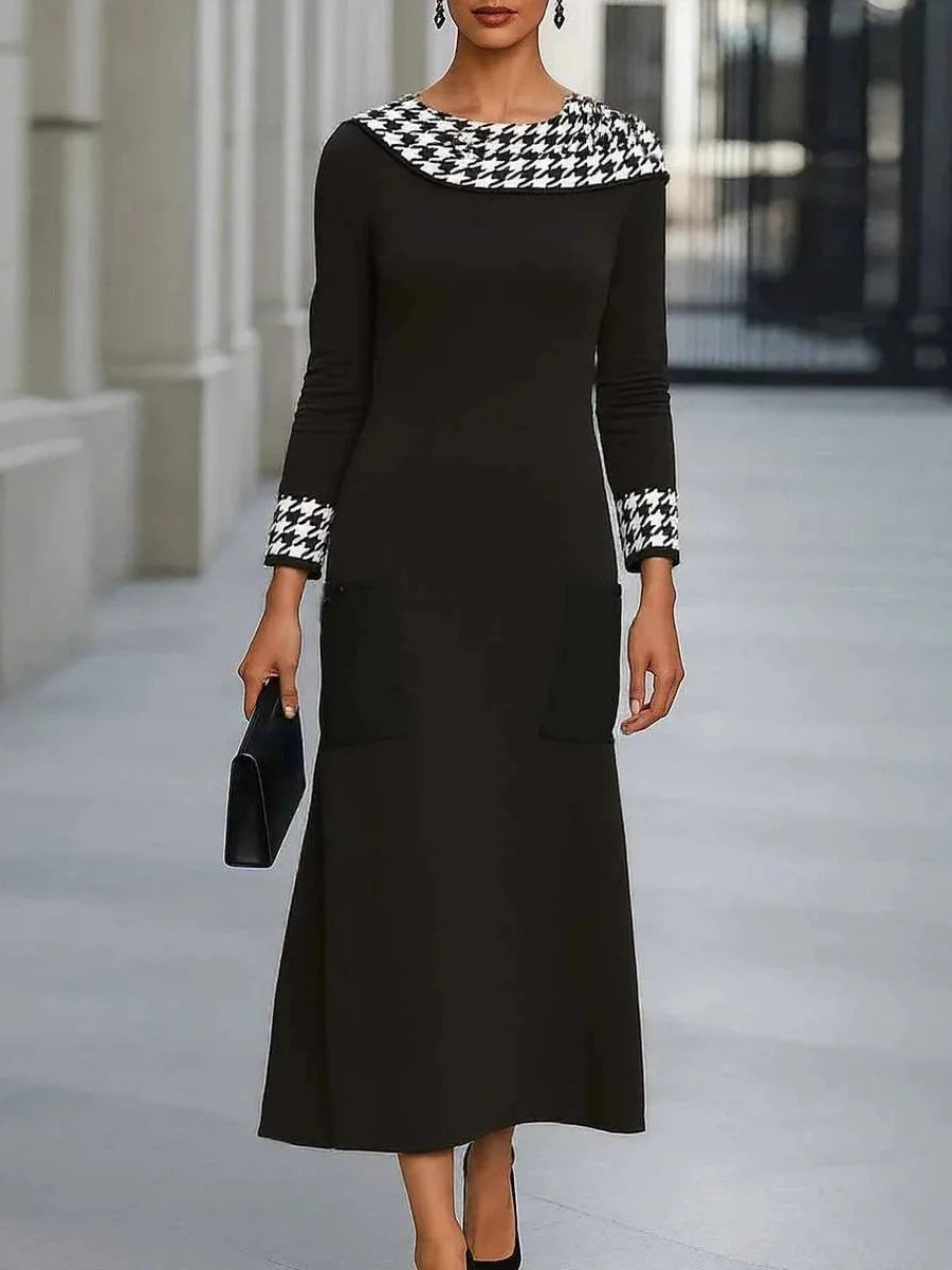 Groovy Round Neck Long Sleeve Maxi Dress