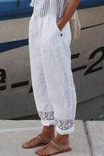 Solid Color Casual Lace Pocket Track Pants