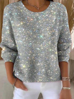 Silver Round Neck Long Sleeve Shirt