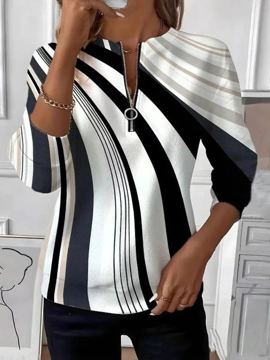 Vintage Black and White Stripes Long Sleeve Sweatshirt