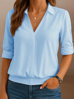 Women's V-Neck Cotton And Linen Casual Shirt
