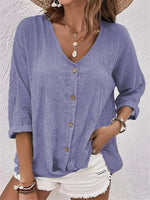 Short Sleeve V-Neck Loose-fit Shirt