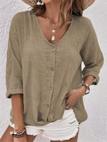 Short Sleeve V-Neck Loose-fit Shirt