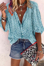 Casual Polka Dots Print Long Sleeves Blouses