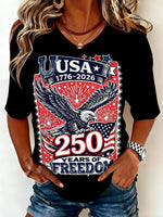 Women's Independence Day Graphic Print Crew Neck Casual Short Sleeve T-Shirt