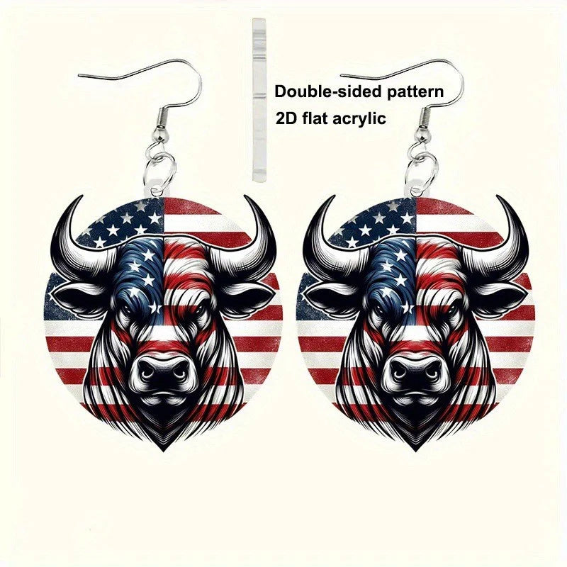 American Flag Shaped Acrylic Dangle Earrings