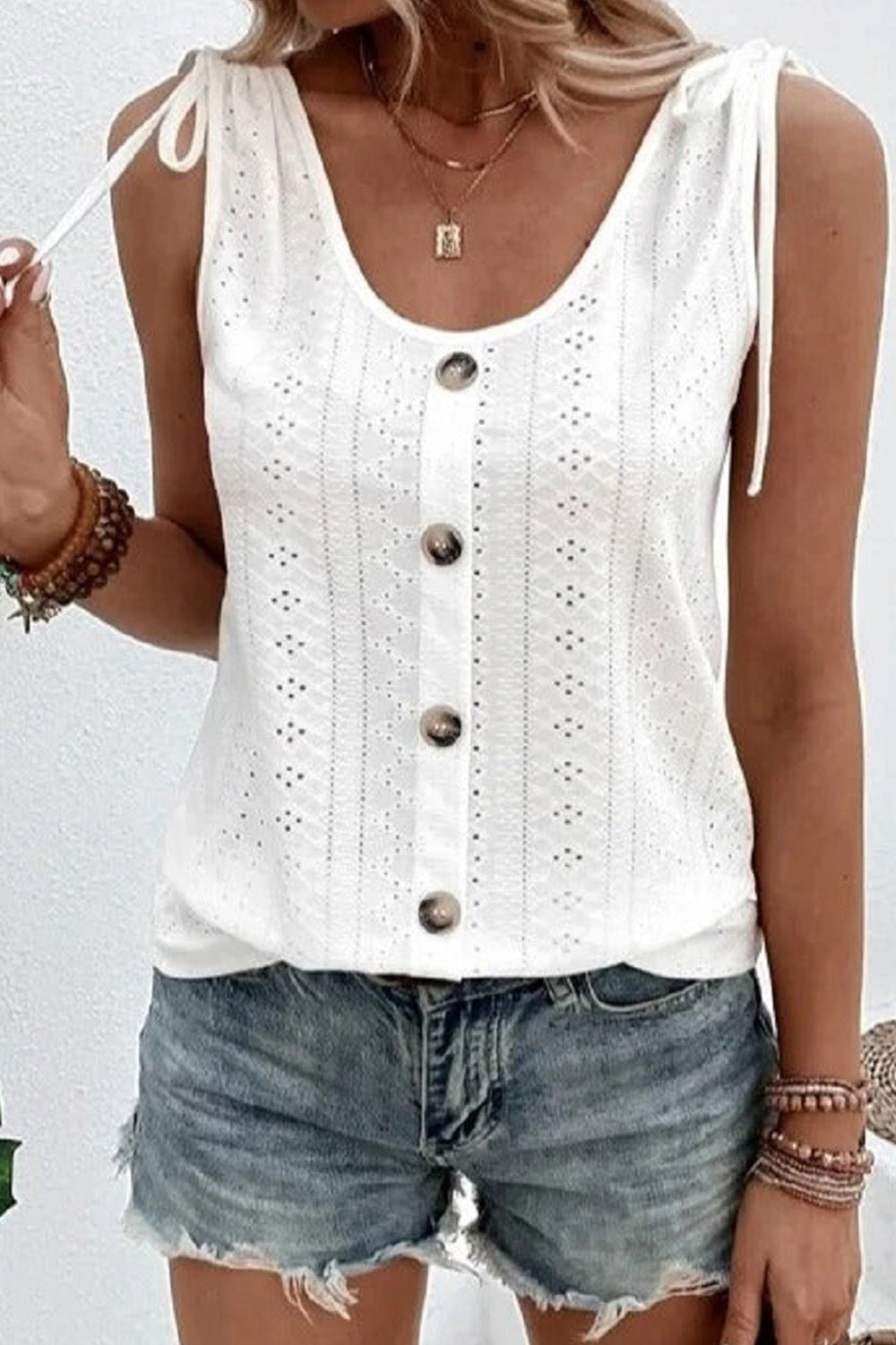 Casual Loose Round Neck Plain Sleeveless Tank Top