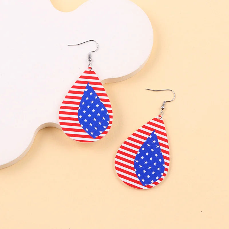 American Flag Teardrop Acrylic Dangle Earrings