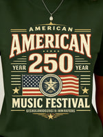 Women American 250 Music Festival 3D Print Crew Neck T-shirt