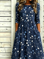 Women Floral Summer Dress Half Sleeve A-Line Dress