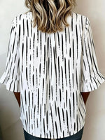 Women's V Neck Half Sleeve Striped Regular Regular Fit Blouse