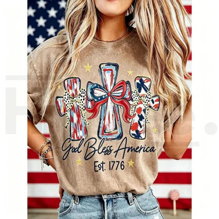 God Bless America Vintage T-Shirt – USA 250th Anniversary Washed Graphic Tee