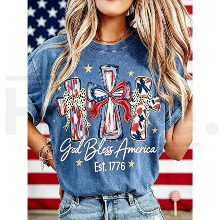 God Bless America Vintage T-Shirt – USA 250th Anniversary Washed Graphic Tee