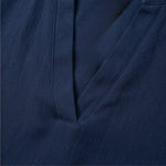 Women'sV Neck Rolled Short Sleeve Loose Blouse with Asymmetric Curved Hem