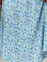 Light Blue Tiny Floral V Neck Short Sleeve Irregular Hem Casual Midi Dress