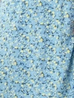 Light Blue Tiny Floral V Neck Short Sleeve Irregular Hem Casual Midi Dress