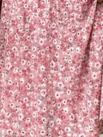 Pink Ditsy Floral V Neck Short Sleeve Asymmetrical Hem Vacation Midi Dress
