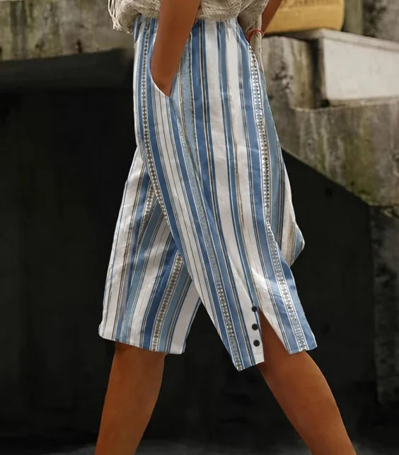 Casual Striped Natural Straight Pants Shorts