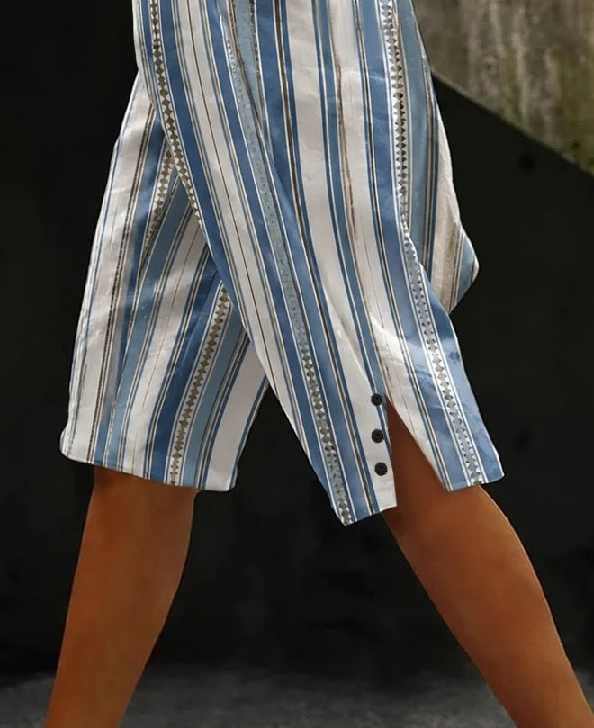 Casual Striped Natural Straight Pants Shorts