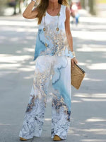 Elegant Personality Round Neck Print Loose Two-Piece Sets