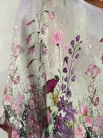 Watercolor Wild Floral Crew Neck Half Sleeve Regular Fit Blouse For Women