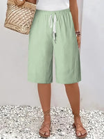 Women's Casual Straight-Leg Cotton Linen Shorts