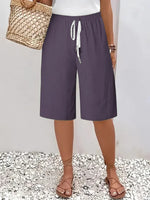 Women's Casual Straight-Leg Cotton Linen Shorts