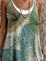 Ethnicity Watercolor Floral Geometry Women's Art Print Sleeveless Mini Dress