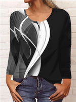 Casual Ethnic Half Open Collar Long Sleeves Blouse