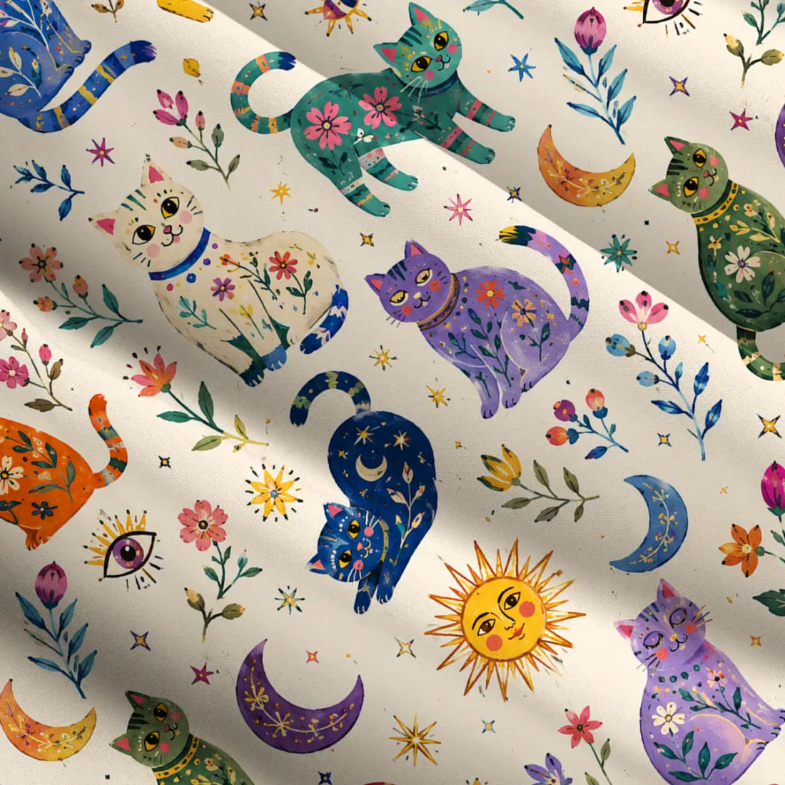 Rainbow Magic Cats Wide Strap Flowy Maxi Dress