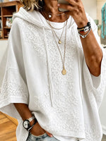 Floral Lace Embroidery DrawstringHoodie