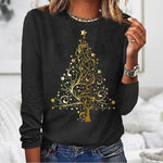 Christmas Tree Print Long Sleeve Round Neck Sweatshirt