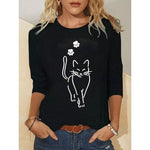 Cat Printed Long Sleeve T-shirt