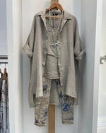 Plus Size Grey Tank Top Trouser Cardigan Three Piece Set