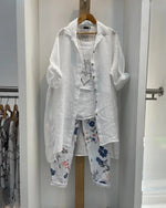 Plus Size White Tank Top Trouser Cardigan Three Piece Set
