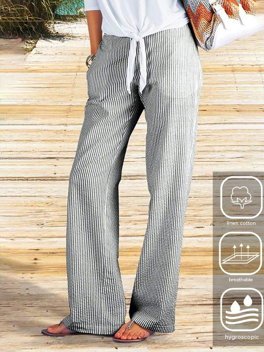 Striped Side Pocket Casual Pants