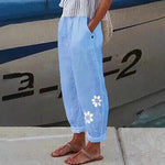 Women's with Pockets Comfy Blue Lightweight Loose Casual Pants