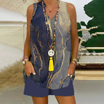 Women's Two Piece Marble Pattern Tank Top and Shorts Set