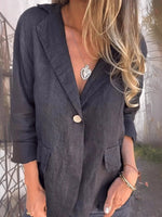 Black Art Loose Button V-Neck Coat