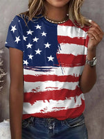 American Flag Print Crew Neck Short Sleeve Shirt