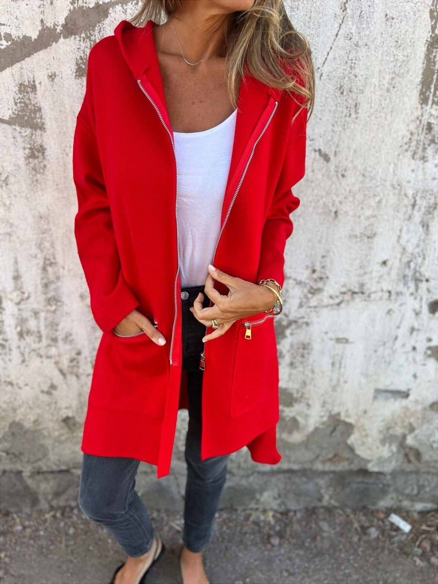 Women's Long Sleeve Zipper Casual Hooded Jacket