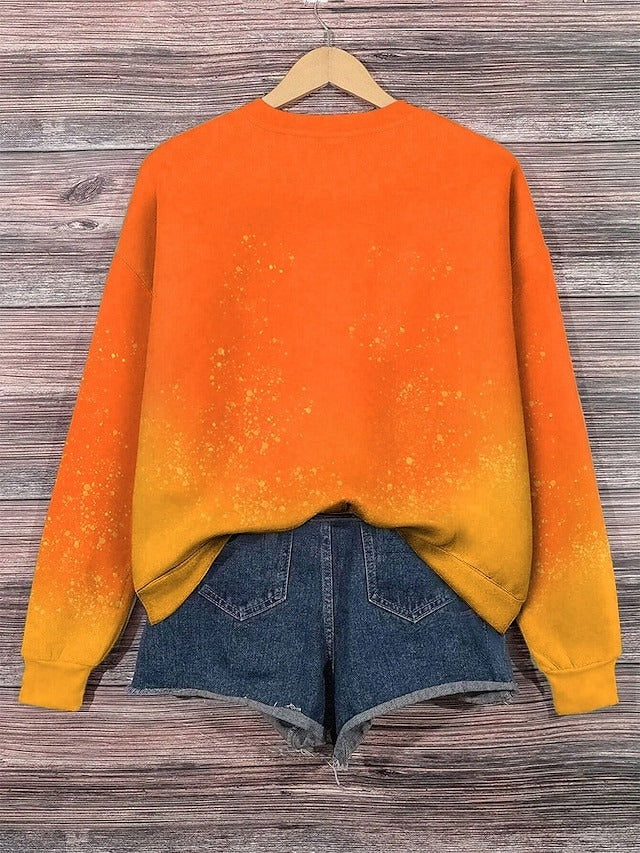 Halloween Pumpkin Print Crew Neck Sweatshirt