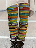 Casual Abstract Striped Long Leggings