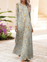 Yellow Tie-Dye Long Sleeve Maxi Dress