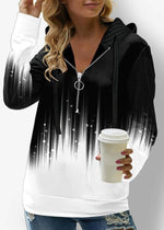 Casual Abstract Zipper V-Neck Hoodie